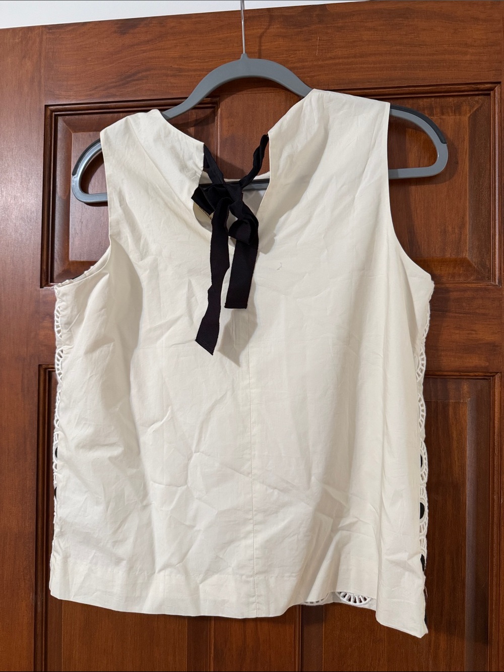J. Crew Cream Eyelet Tank with Black Circle Details - Picture 2 of 5